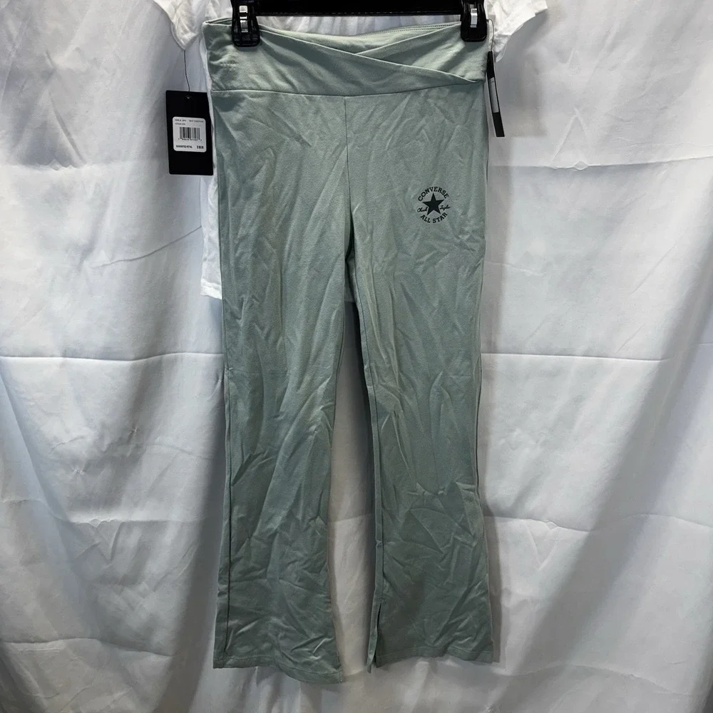 Converse Girls‎ 2 Pc, Size Large, Green Are Leggings  White S/S Shirt NWT